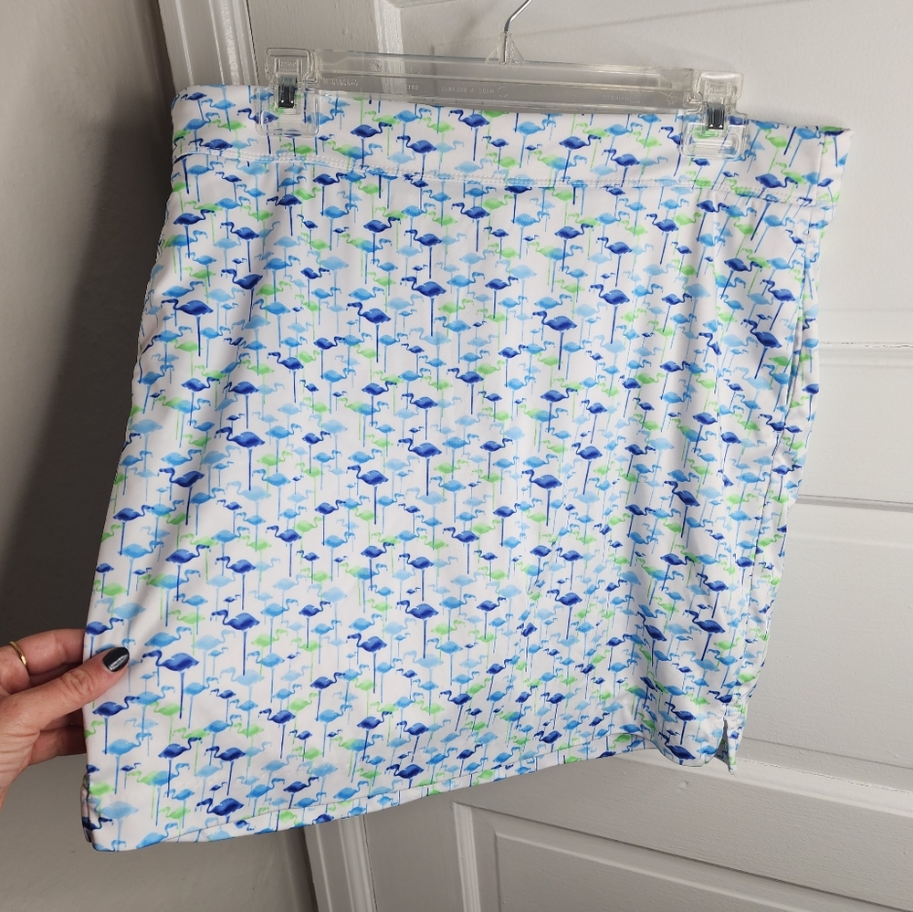 Greg Norman Golf Skirt White Bird Print Shorts Skort Underneath Medium